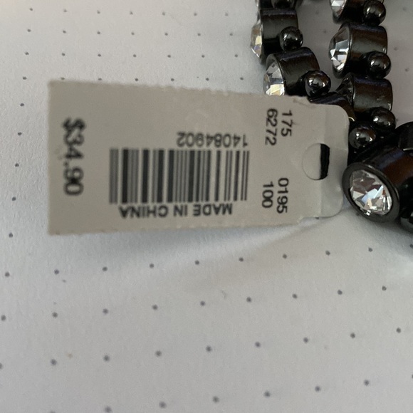 Rhinestone and Black Double Strand Stretch Bracelet from The Limited NWT - Picture 3 of 4